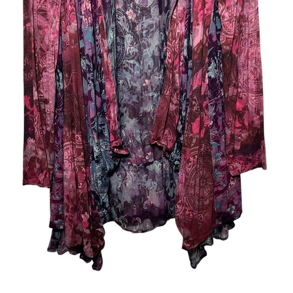 Artsy Gypsy Patchwork Whimsigoth Fairy Boho Long Cardigan Oversized Purple Small - Picture 6 of 12